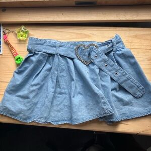 Denim Skirt with Rhinestone Belt